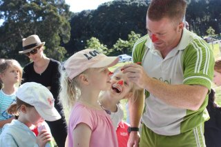 Red nose day soccer fundraiser, kids